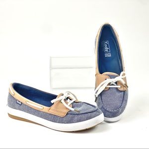 Keds Women's Glimmer Chambray 7 Womens Navy Ortholite Slip Ons WF58001 Boat Shoe